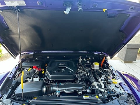 Detailed Jeep engine bay, showroom clean